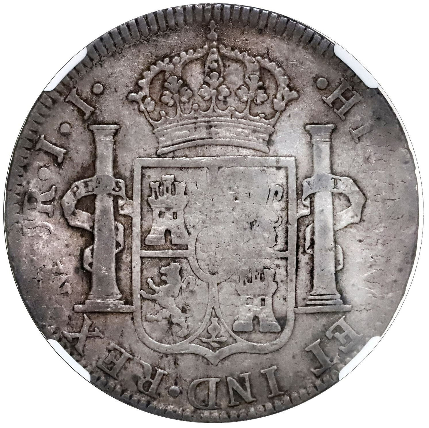 PORTUGAL 870 Reis Countermark (1834) on Mexico 1817 JJ 8R NGC VF 30 Ex-Hubbard