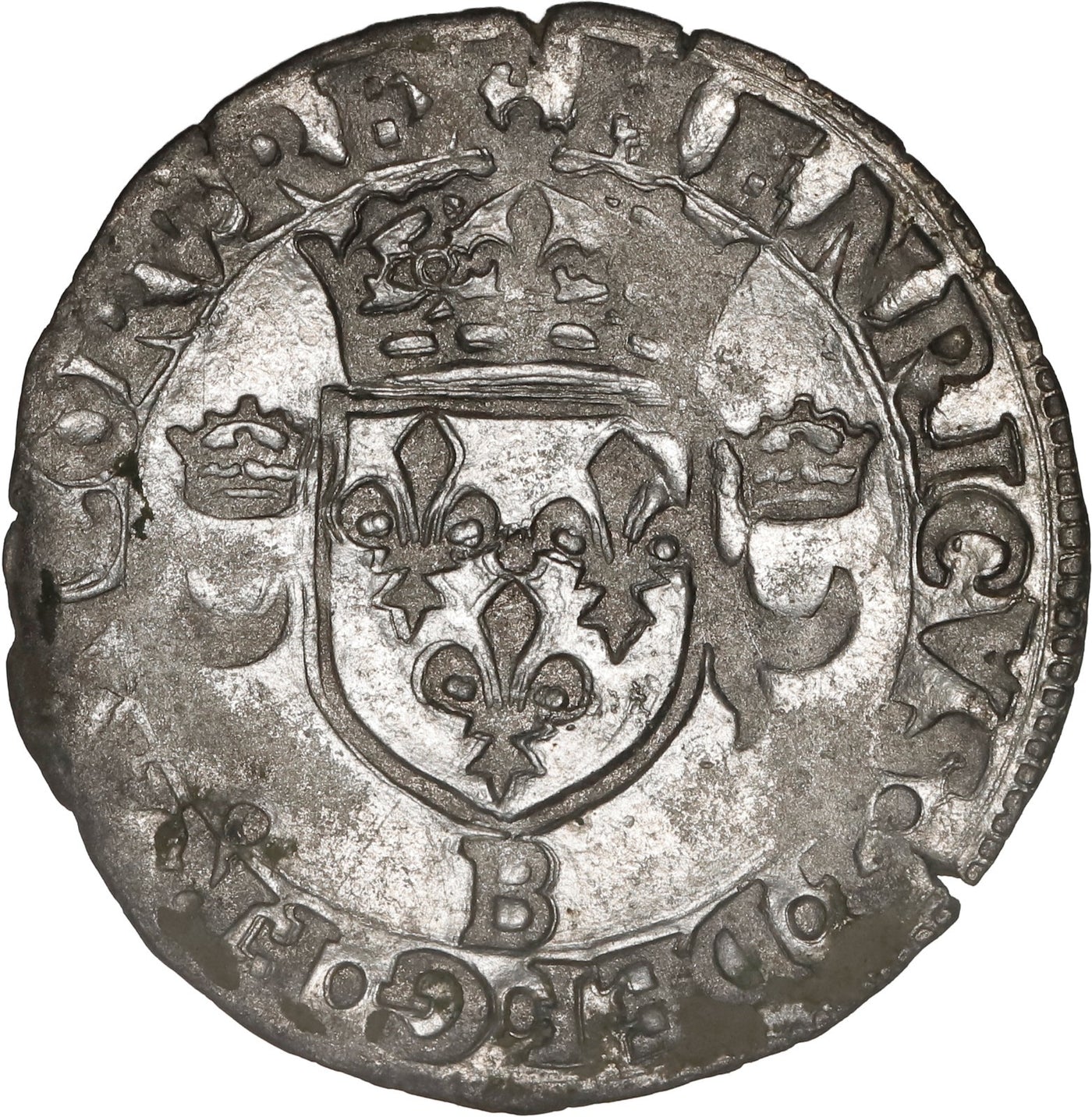 FRANCE, Rouen mint, billon douzain aux croissants, Henri II, 1551-B.