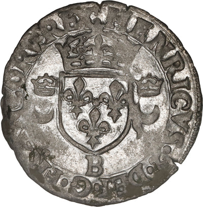 FRANCE, Rouen mint, billon douzain aux croissants, Henri II, 1551-B.