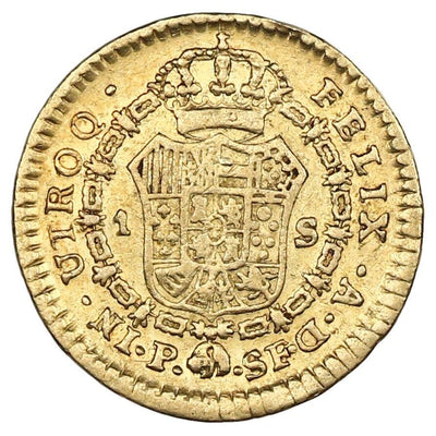 Spanish Colonial Popayan Colombia Gold Bust 1 Escudo Charles III 1783 SF