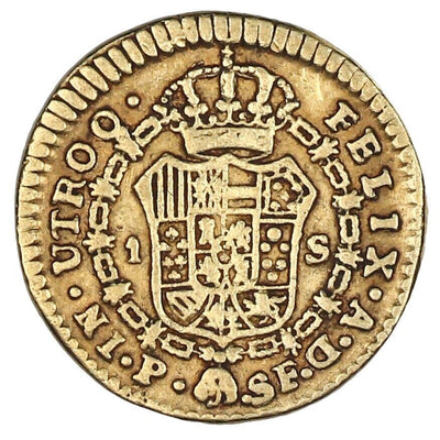 Spanish Colonial Popayan Colombia Gold Bust 1 Escudo Charles III 1788 SF