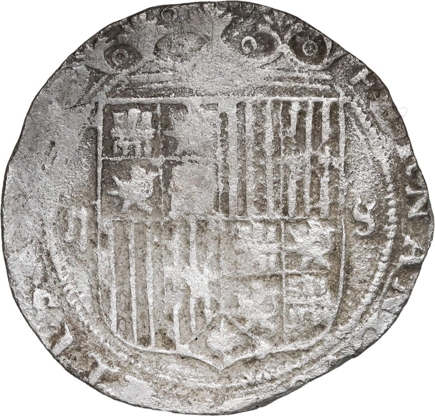 SPAIN, Seville, 2 reales, Ferdinand-Isabel, assayer Gothic D on reverse.
