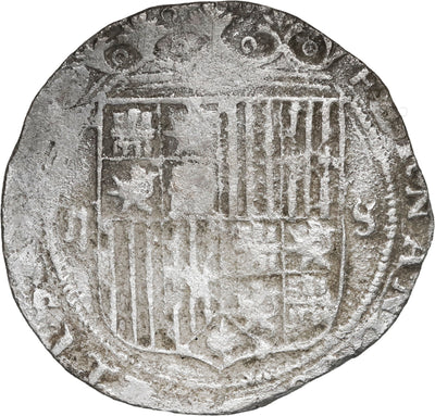 SPAIN, Seville, 2 reales, Ferdinand-Isabel, assayer Gothic D on reverse.