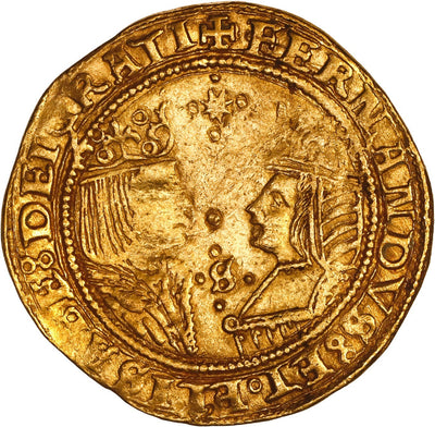 SPAIN, Seville, gold double excelente, Ferdinand-Isabel assayer eight-point star