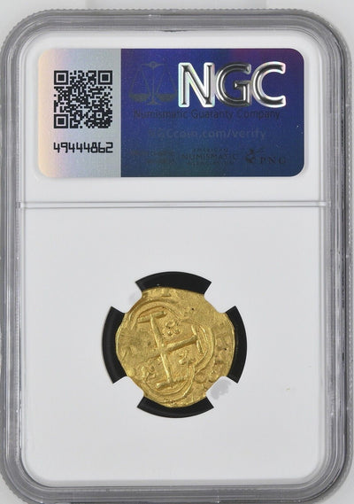 COLOMBIA, Bogotá, gold cob 2 escudos, Charles II, assayer R very rare, NGC MS 64