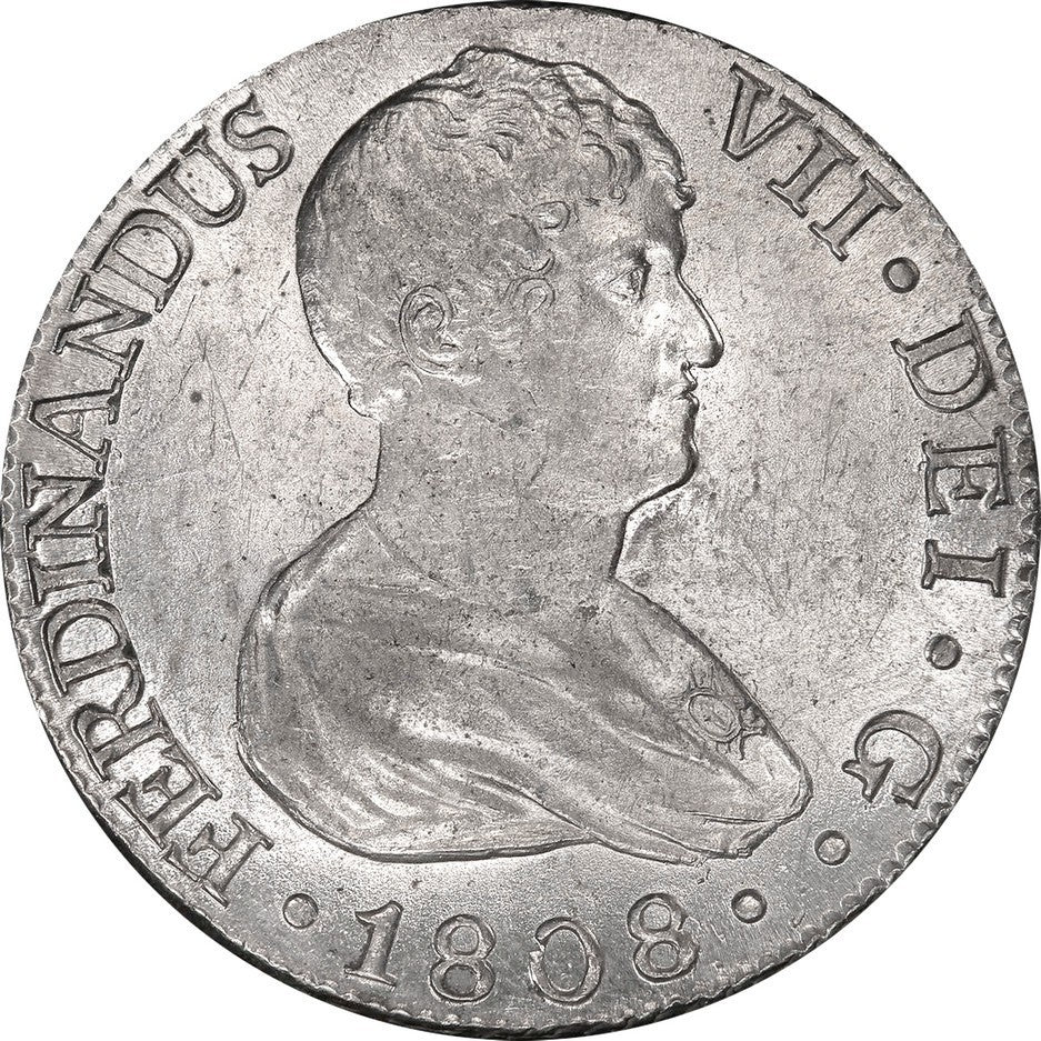SPAIN, Seville, bust 8 reales, Ferdinand VII, 1808 CN, PCGS MS62.