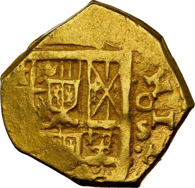 SPAIN, Seville, gold cob 2 escudos, Philip III, assayer G ABOVE mintmark S