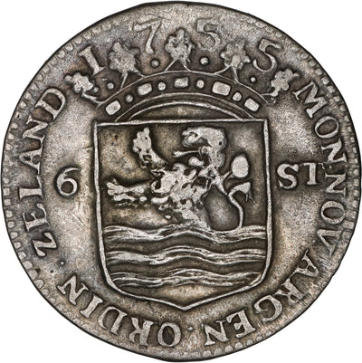 NETHERLANDS (UNITED), Zeeland, 6 stuivers ("ship shilling"), 1755.