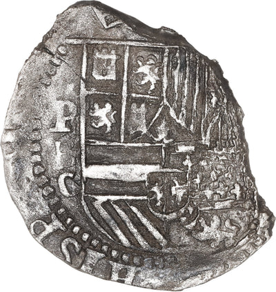 BOLIVIA, Potosí, cob 4 reales, Philip II, assayer C below erased B/L, rare.
