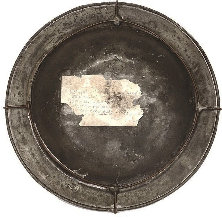 Spanish Armada (1588)  Small pewter plate, ex-"Tobermory Galleon"