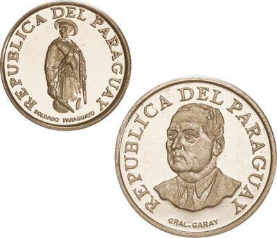 PARAGUAY, struck at the Casa da Moeda in Brazil, stainless steel proof 10 and 1