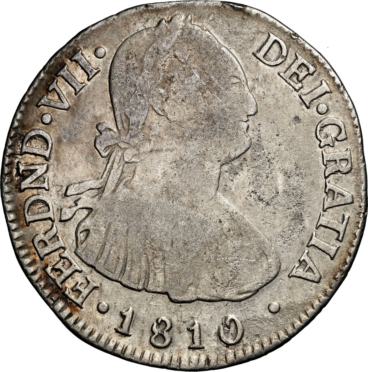 COLOMBIA, Popayán, bust 2 reales, Ferdinand VII (bust of Charles IV), 1810 JF