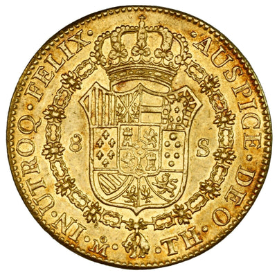 MEXICO Mexico City Gold Bust 8 Escudos Charles IV 1805 TH Fr-43 KM-159 Cal-1649