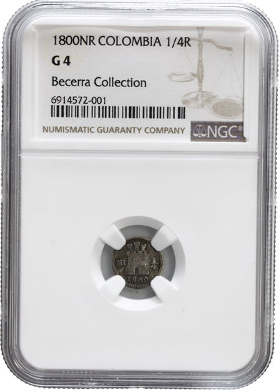 COLOMBIA, Bogotá, ¼ real, 1800, NGC G 4, ex-Becerra.