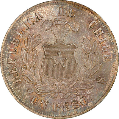 CHILE Santiago Silver Condor Peso 1880 NGC MS 63 KM-142.1