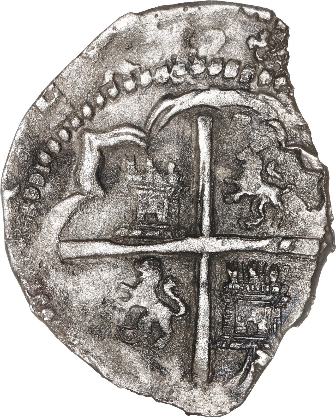 BOLIVIA, Potosí, cob 4 reales, Philip II, assayer C below erased B/L, rare.