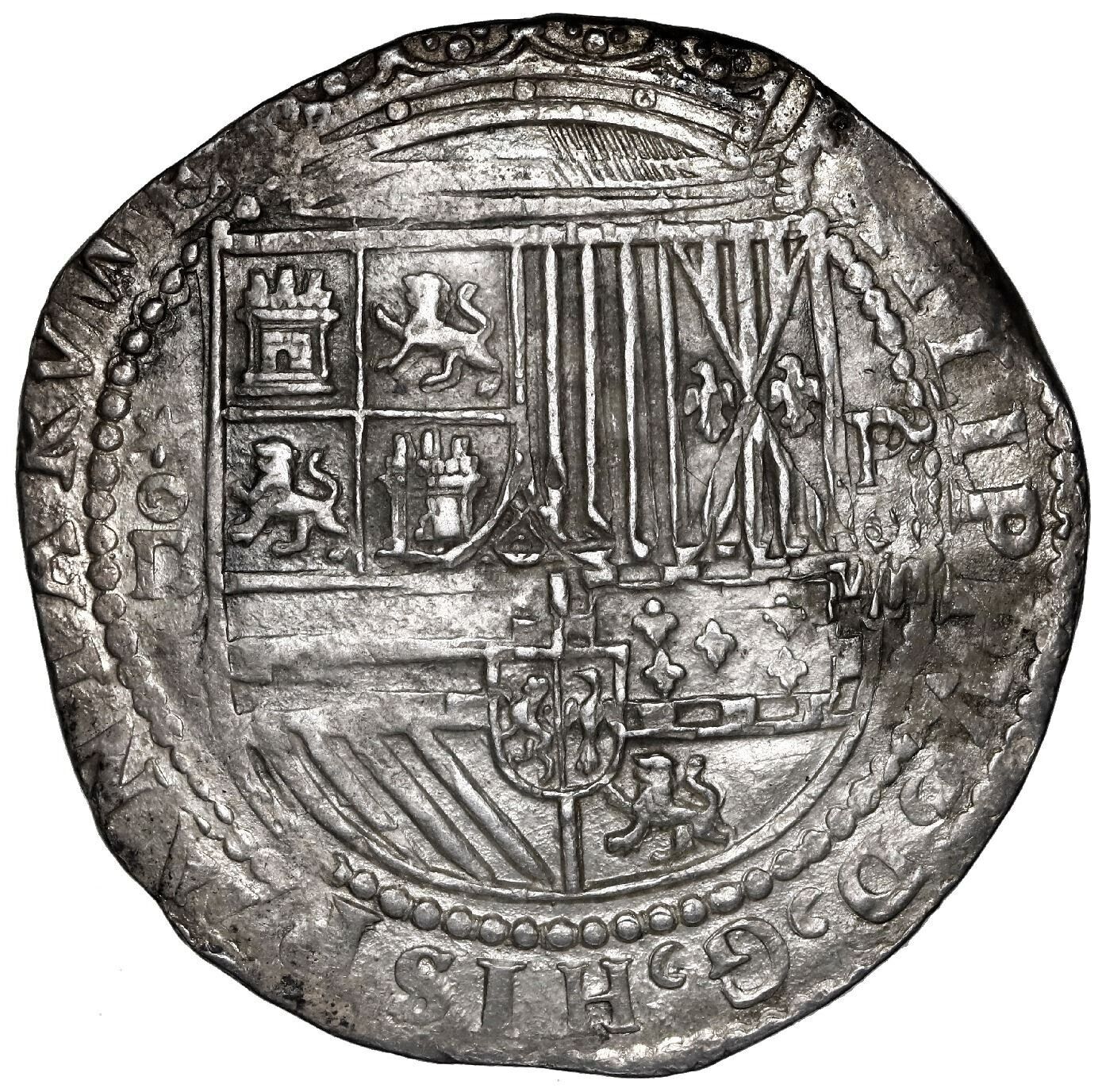 Lima, Peru Silver Cob 8 Reales Philip II Assayer Diego de la Torre