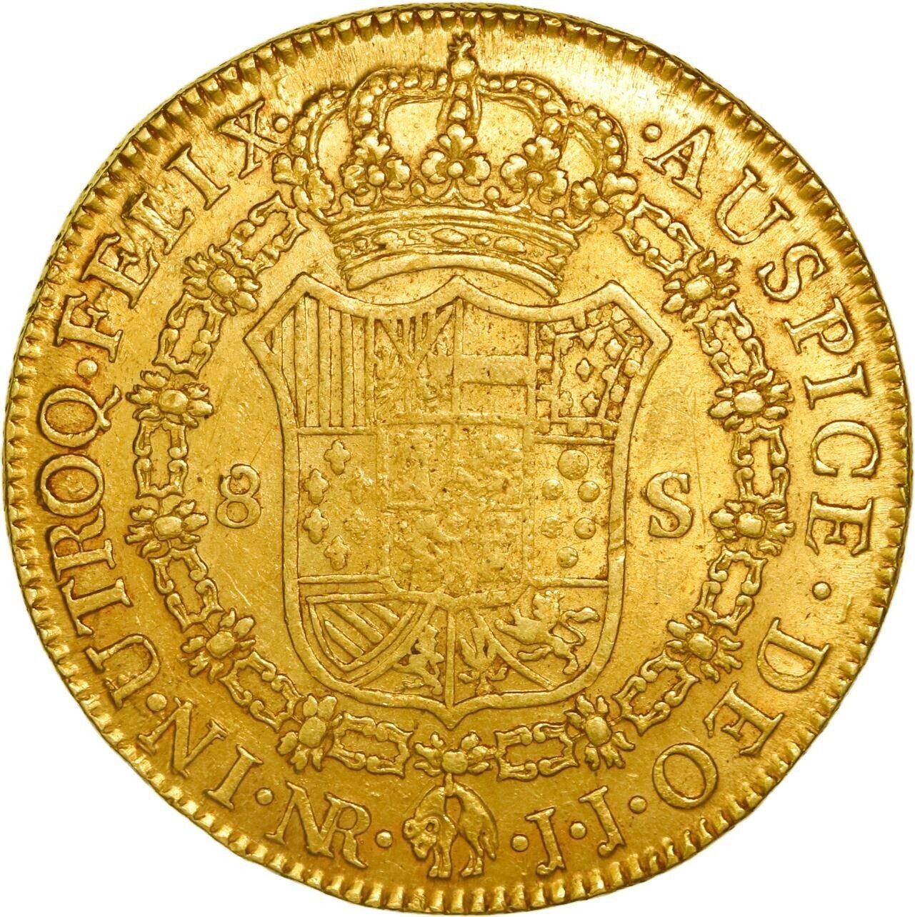 COLOMBIA, Bogotá, gold bust 8 escudos, Charles IV, 1806 J•J. Restrepo-97.36