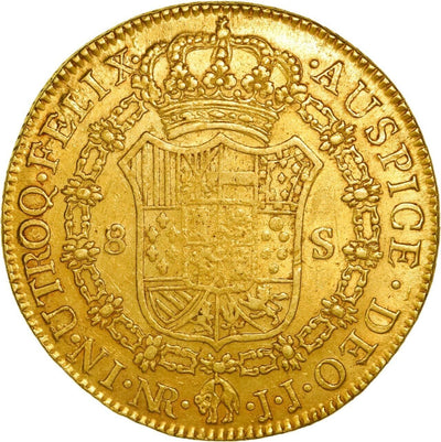 COLOMBIA, Bogotá, gold bust 8 escudos, Charles IV, 1806 J•J. Restrepo-97.36