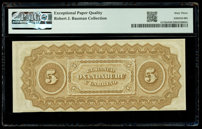ARGENTINA Gualeguaychu Banco Oxandaburu 5 Pesos 1869 PMG UNC 63 EPQ ex-Bauman