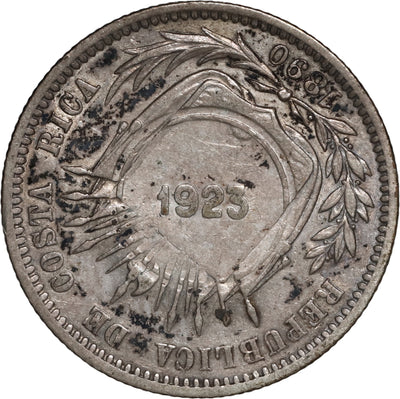 COSTA RICA, 50 céntimos, 1923 counterstamp on a Costa Rica, 25 centavos