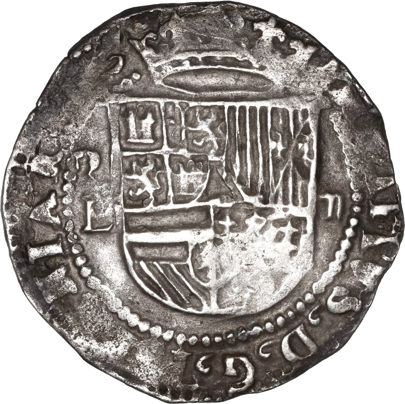 BOLIVIA, Potosí, cob 2 reales, Philip II, assayer L (1st period).