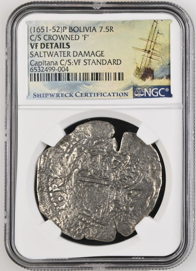 Capitana Shipwreck (1654) BOLIVIA, Potosi, cob 8 reales, (1651-52) E