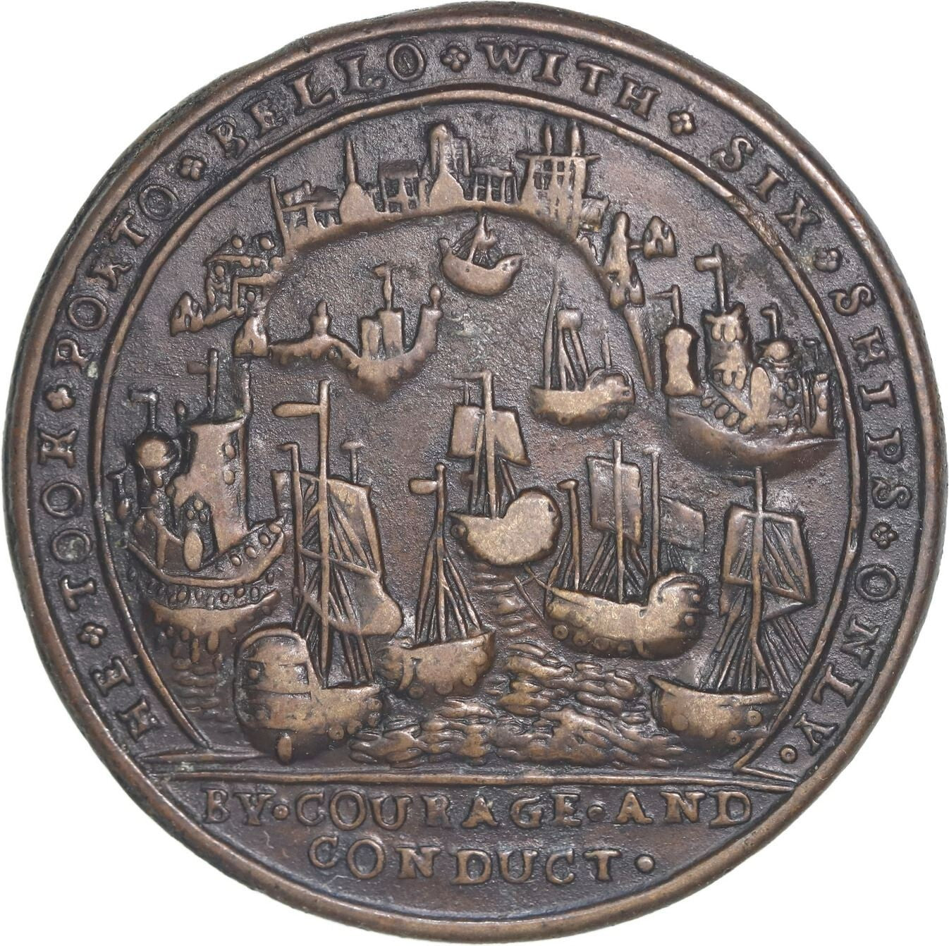 GREAT BRITAIN Copper Admiral Vernon Medal 1739 Vernon / Porto Bello ex-Adams