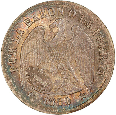 CHILE Santiago Silver Condor Peso 1880 NGC MS 63 KM-142.1