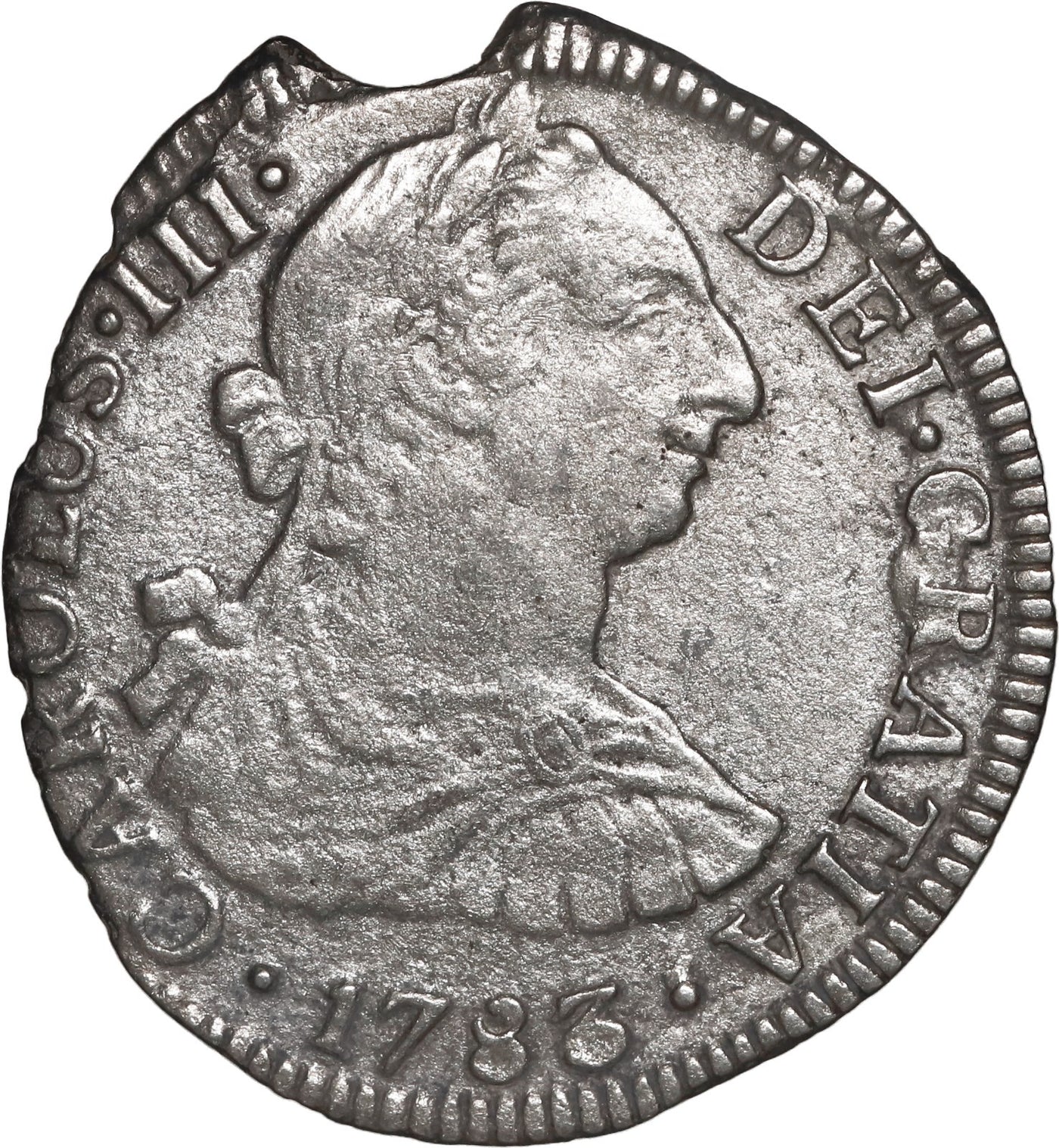 El Cazador Shipwreck (1784)MEXICO, Mexico City, bust 2 reales, Charles III, 1783