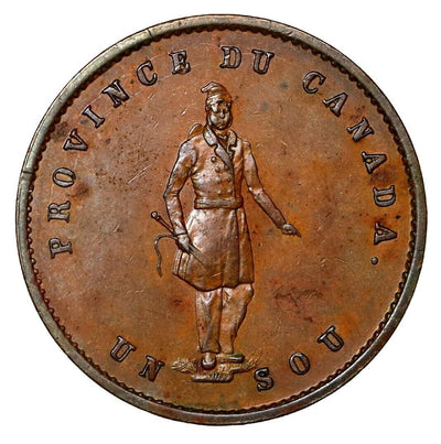 Montreal Canada Quebec Bank Copper 1 Sou / Half Penny Token 1852 Breton-529