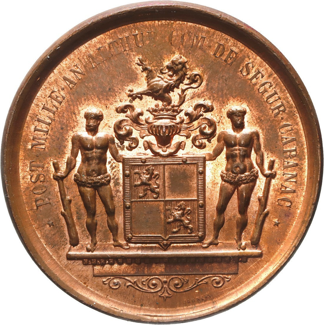 AUSTRIA, bronze piefort trial strike for reverse of a medal, 1876