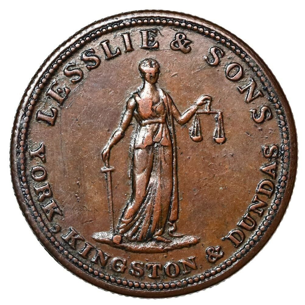 Canada Lesslie & Sons Copper 1/2 Penny Token (1838) Ex-Loye Ex-Baker B-718