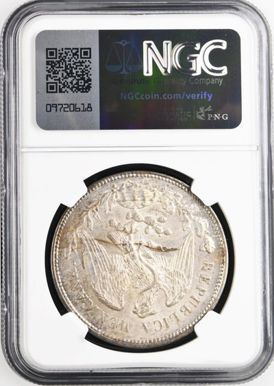 MEXICO Mexico City Silver Cap-and-Rays 1 Peso 1901 AM NGC MS 64 Toned KM-409.2