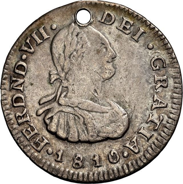COLOMBIA, Popayán, bust ½ real, Ferdinand VII (bust of Charles IV), 1810 JF, NGC