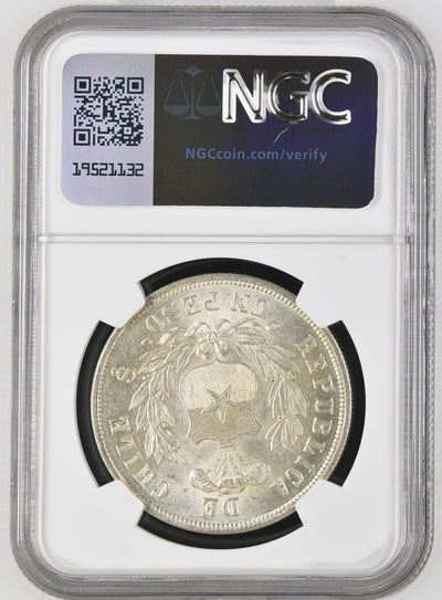 CHILE Santiago Silver Condor Peso 1882/1 NGC MS 64 KM-142.1