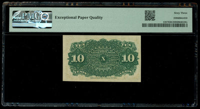 USA 10 Cents Fractional March 3, 1863 4th Issue PMG UNC 63 EPQ Fr-1257
