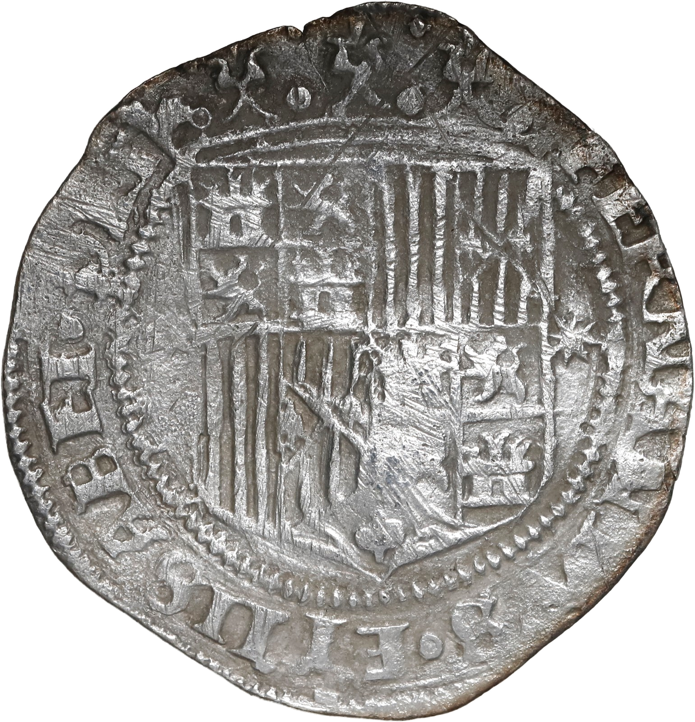 SPAIN, Seville, 1 real, Ferdinand-Isabel, assayer * to right of shield