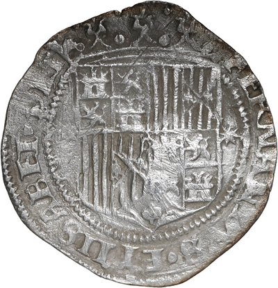 SPAIN, Seville, 1 real, Ferdinand-Isabel, assayer * to right of shield