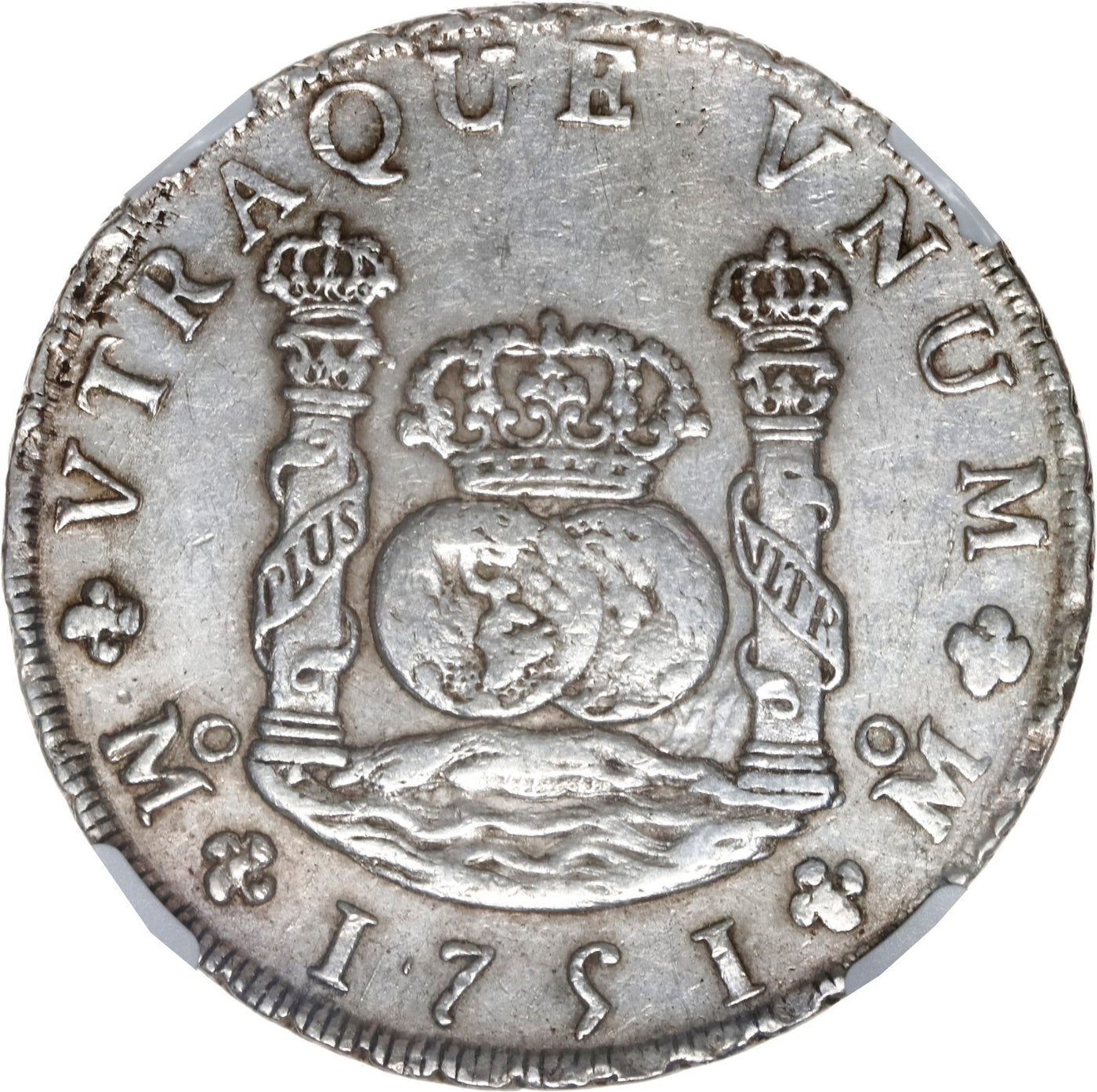 MEXICO Mexico City pillar 8 reales, Ferdinand VI, 1751 MF, reverse double struck