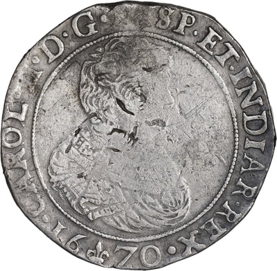 NETHERLANDS (SPANISH), Flanders, portrait ducatoon, Charles II, 1670.