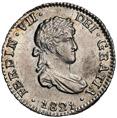 BOLIVIA Potosí Silver Bust 1/2 Real Charles IV 1821 PJ NGC MS 62 Finest Known