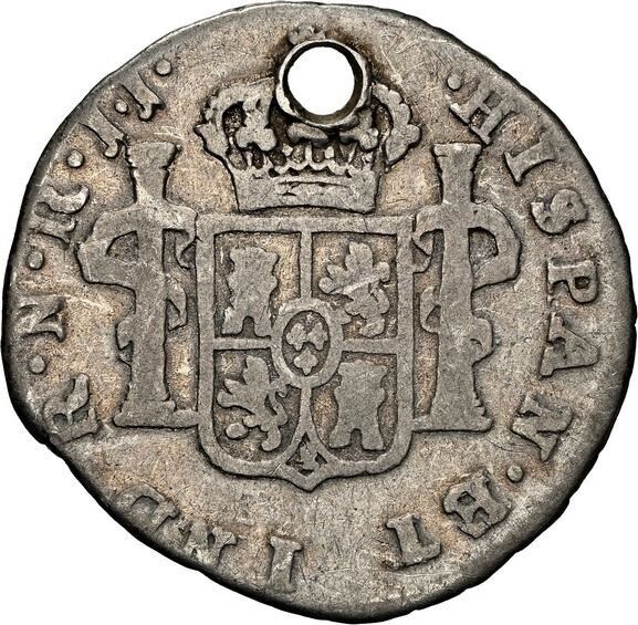 COLOMBIA, Bogotá, bust ½ real, Charles IV, 1796 JJ, with dot in assayer