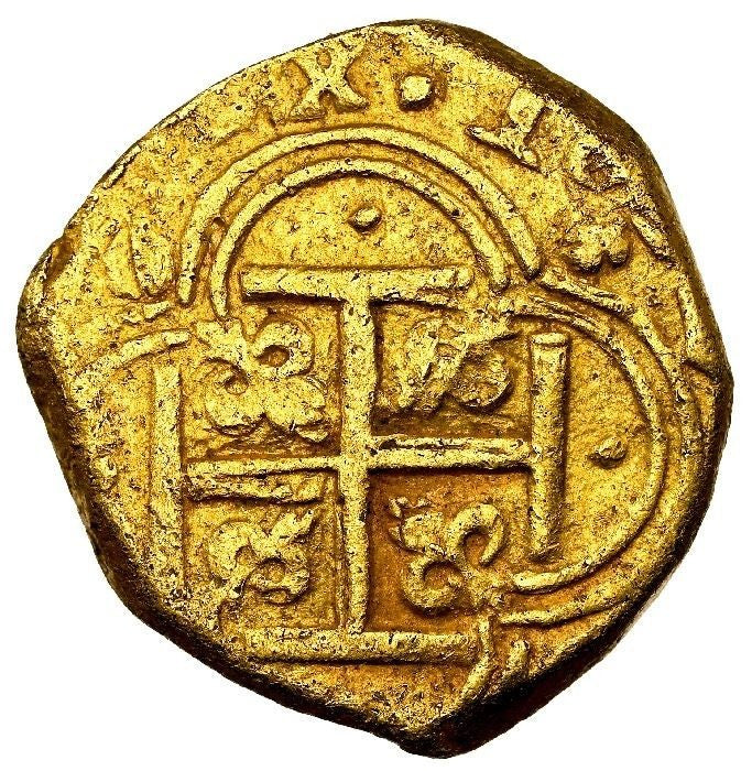 COLOMBIA, Cartagena, gold cob 2 escudos, 1632 assayer E below mintmark C to left