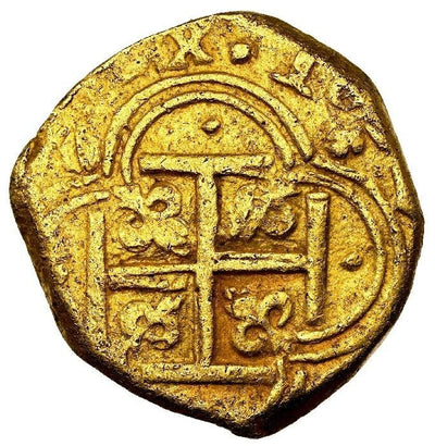 COLOMBIA, Cartagena, gold cob 2 escudos, 1632 assayer E below mintmark C to left