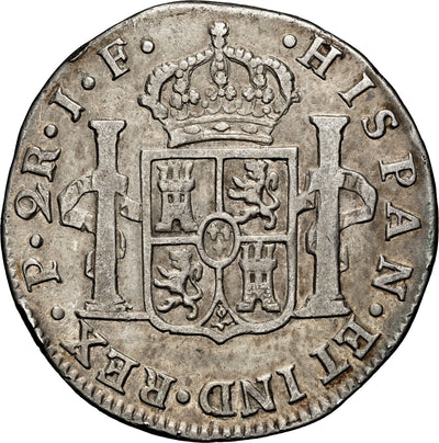 COLOMBIA, Popayán, bust 2 reales, Ferdinand VII (bust of Charles IV), 1810 JF