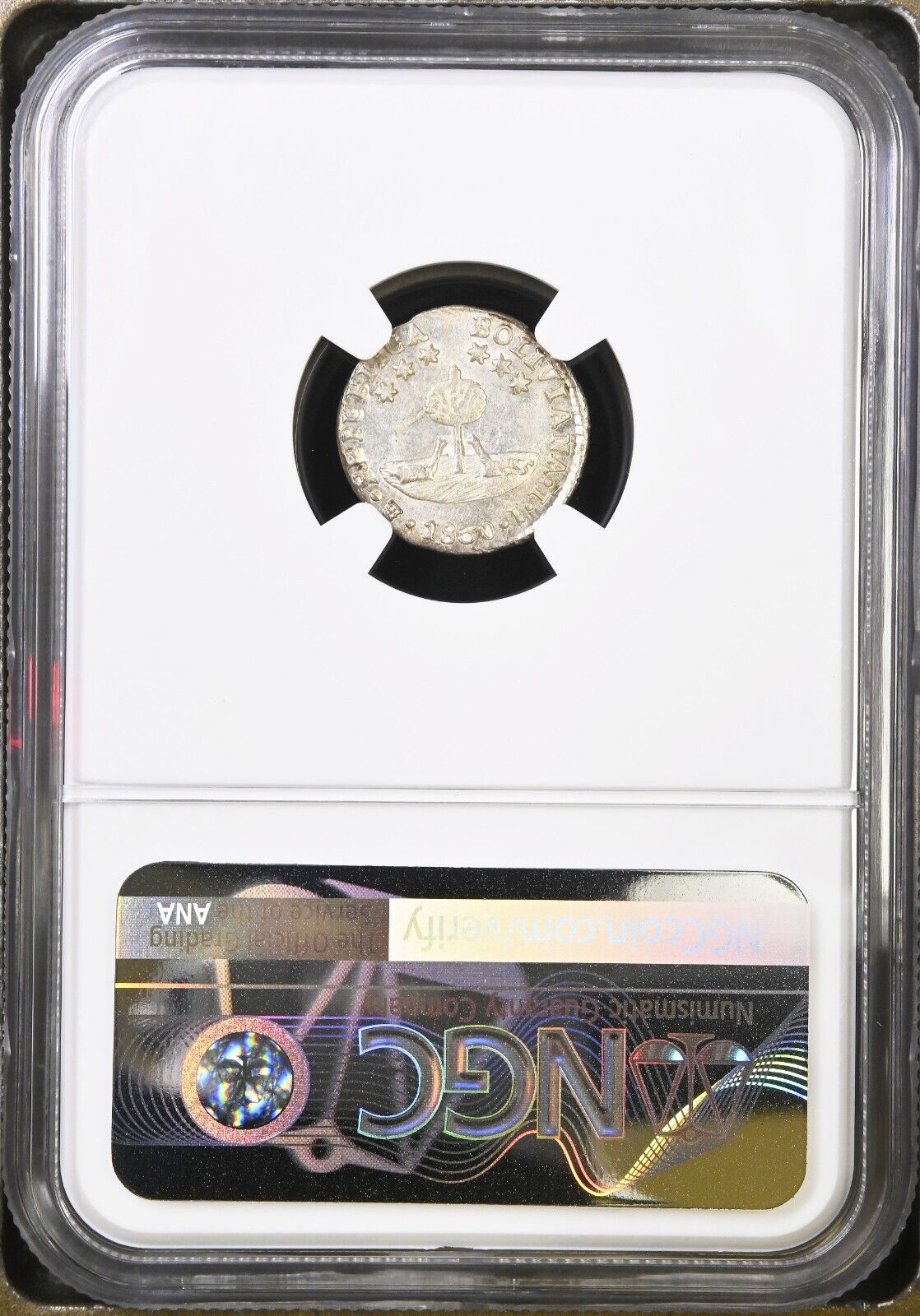 Potosi Bolivia Silver 1/2 Sol 1830 JL Six-Point Stars NGC MS 66