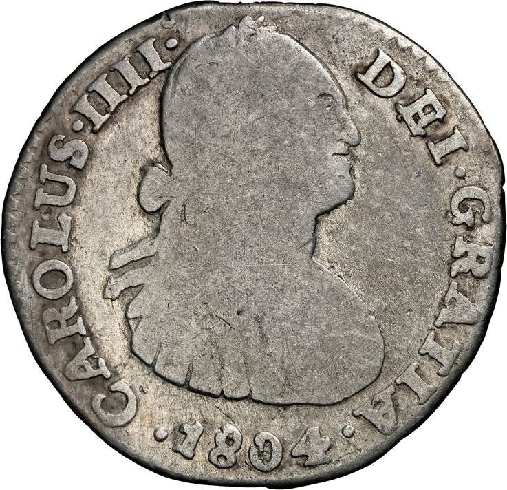 COLOMBIA, Bogotá, bust 1 real, Charles IV, 1804 JJ, NGC G details / cleaned