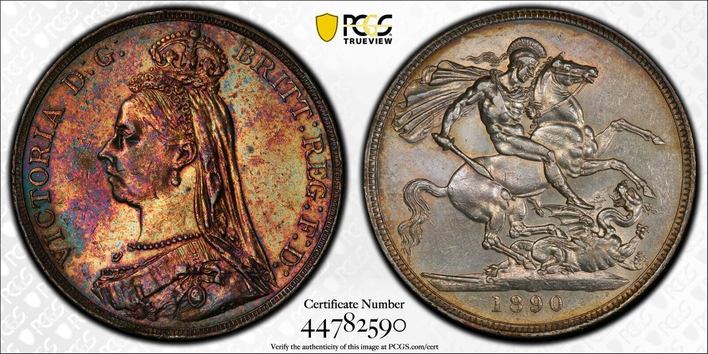 Great Britain, crown, 1890, Victoria I, PCGS AU detail / cleaned.