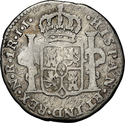 COLOMBIA, Bogotá, bust 1 real, Charles IV, 1804 JJ, NGC G details / cleaned